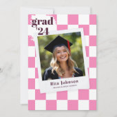 Afstuderen Roze Modern Elegant Photo Afstuderen Aankondiging (Voorkant)