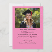 Afstuderen Roze Modern Elegant Photo Afstuderen Aankondiging (Achterkant)