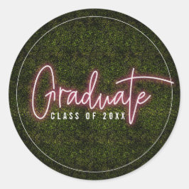 Afstuderen Roze Neon Klasse van Afstuderen Ronde Sticker