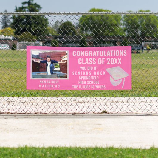 Afstuderen Roze Opal 1 Foto gefeliciteerd Spandoek (Insitu)