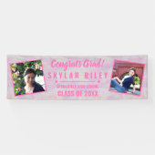 Afstuderen Roze Opal 2 Photo Congrate Afstudeerder Spandoek (Horizontaal)