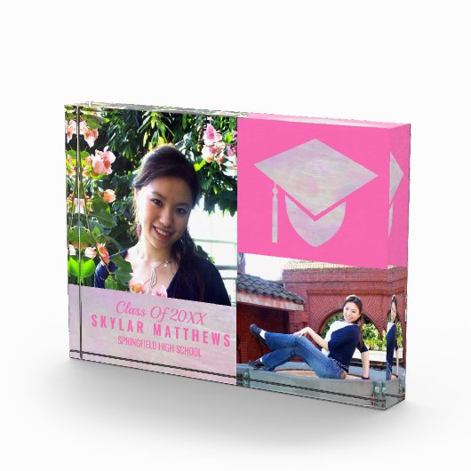 Afstuderen Roze Opal Chic Trendy Keepslag Fotoblokken (Rechts)