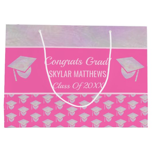 Afstuderen roze opal Pattern Trendy Congrates Groot Cadeauzakje (Achterkant)