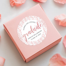 Afstuderen roze roze goudglitter Confetti script Ronde Sticker