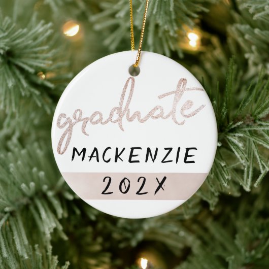 Afstuderen roze script | Soft Roos Afstudeerder Ke Keramisch Ornament (Boom)
