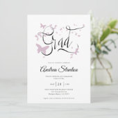 Afstuderen roze vlinders Afstudeerder kalligrafie  Kaart (Staand voorkant)