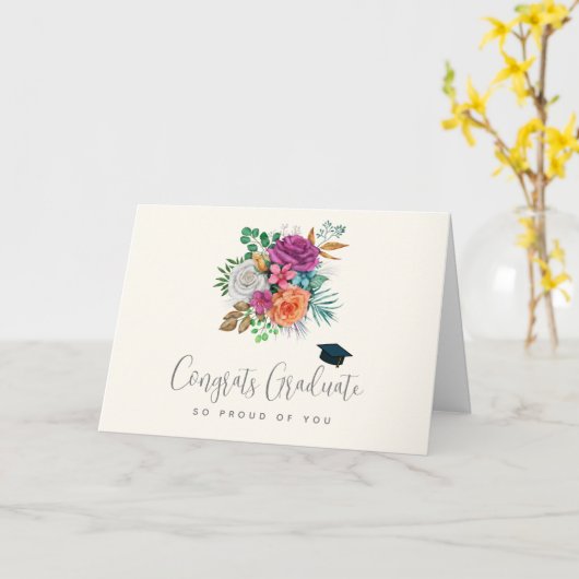 Afstuderen Rozen, Oranje en wit Kaart (Gele Bloem)