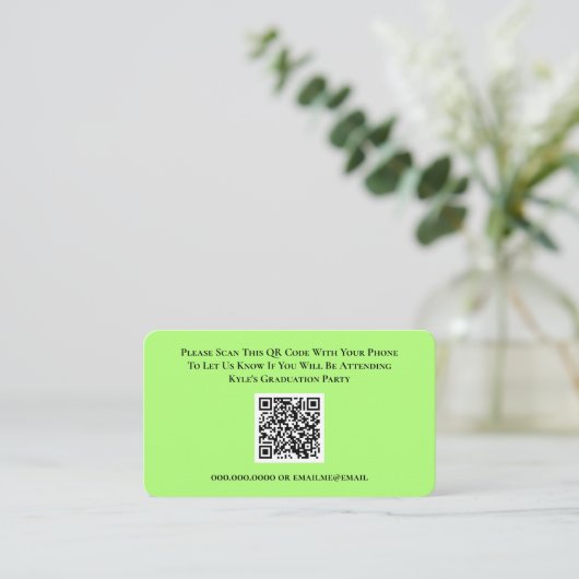 Afstuderen RSVP QR Code Response Kaart (Staand voorkant)