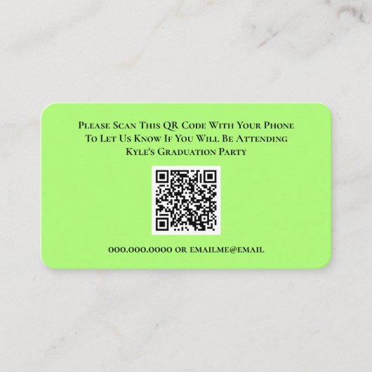 Afstuderen RSVP QR Code Response Kaart (Voorkant)