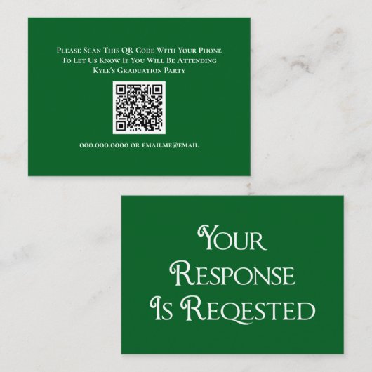 Afstuderen RSVP QR Code Response Kaart (Voorkant / Achterkant)
