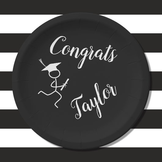 Afstuderen Runner © draaiend Afstudeerder Zwart wi Papieren Bordje