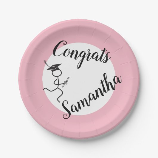 Afstuderen Runner © Runner Afstudeerder Party Pink Papieren Bordje (Voorkant)