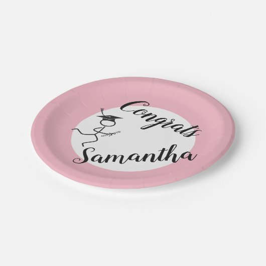 Afstuderen Runner © Runner Afstudeerder Party Pink Papieren Bordje (Gekanteld)