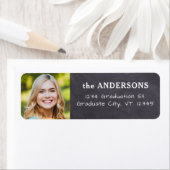 Afstuderen Rustic Chalkboard Photo Return Address Etiket (Insitu)