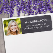 Afstuderen Rustic Chalkboard Photo Return Address Etiket