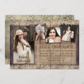 Afstuderen Rustic Country Wood Lace 5 Foto Kaart (Voorkant / Achterkant)