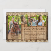 Afstuderen Rustic Country Wood Lace 5 Foto Kaart (Voorkant)