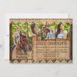 Afstuderen Rustic Country Wood Lace 5 Foto Kaart