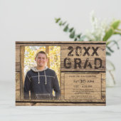 Afstuderen Rustic Country Wood One Photo AFSTUDEER Kaart (Staand voorkant)