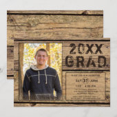 Afstuderen Rustic Country Wood One Photo AFSTUDEER Kaart (Voorkant / Achterkant)