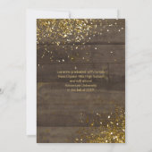Afstuderen Rustic Glam Faux Gold Glitter Foto Aankondiging (Achterkant)