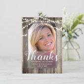 Afstuderen Rustic Shiplap Modern Script Foto Bedankkaart (Staand voorkant)