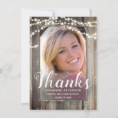 Afstuderen Rustic Shiplap Modern Script Foto Bedankkaart (Voorkant)