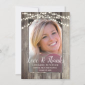 Afstuderen Rustic String Lights Foto Bedankkaart (Voorkant)