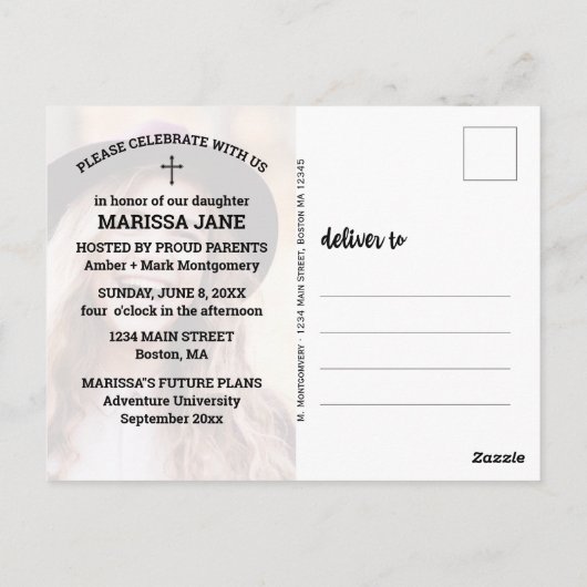 Afstuderen Rustic String Lights Foto Bijbelvers Briefkaart (Achterkant)