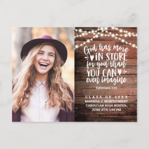 Afstuderen Rustic String Lights Foto Bijbelvers Briefkaart