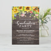 Afstuderen Rustic Sunflower String Lights Kaart (Staand voorkant)