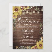 Afstuderen Rustic Sunflower Wood Script Kaart (Voorkant)
