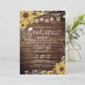 Afstuderen Rustic Sunflower Wood Script Kaart (Staand voorkant)