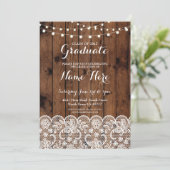 Afstuderen Rustic Wood Lace Lights Afstuderen Uitn Kaart (Staand voorkant)