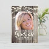 Afstuderen Rustic Wood Shiplap String Light Aankondiging (Staand voorkant)