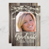 Afstuderen Rustic Wood Shiplap String Light Aankondiging (Voorkant / Achterkant)