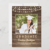 Afstuderen Rustic Wood String Lights Aankondiging (Voorkant)