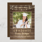 Afstuderen Rustic Wood String Lights Aankondiging (Voorkant / Achterkant)