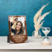 Afstuderen Rustic Wood & White Lace Foto Fotoplaat (Zijkant)