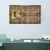 Afstuderen rustieke houten string verlichting foto spandoek (Beurs)