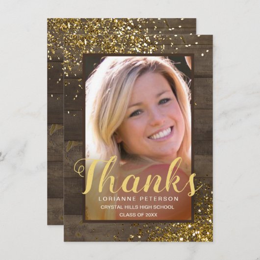 Afstuderen Rustige Bedankt Gold Script Foto (Voorkant / Achterkant)