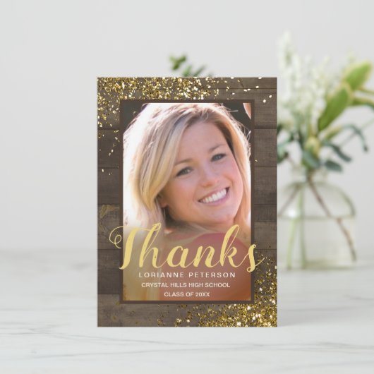 Afstuderen Rustige Bedankt Gold Script Foto (Staand voorkant)