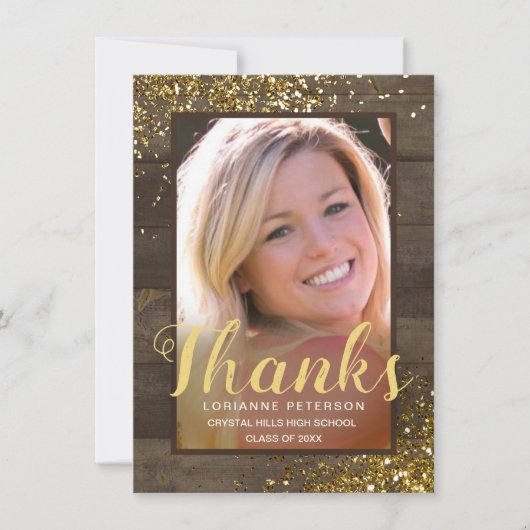 Afstuderen Rustige Bedankt Gold Script Foto (Voorkant)