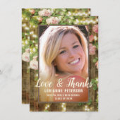 Afstuderen Rustige Rozen Floral String Lights Bedankkaart (Voorkant / Achterkant)