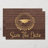 Afstuderen Rustric sparen de Datum Gold Afstudeerd Save The Date (Voorkant / Achterkant)
