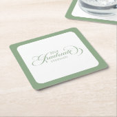 Afstuderen Sage Groene Script Typografie Kartonnen Onderzetters (Schuin)