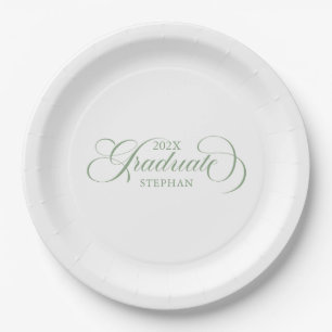 Afstuderen Sage Groene Script Typografie Papieren Bordje