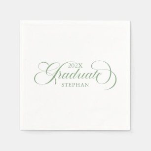 Afstuderen Sage Groene Script Typografie Servet