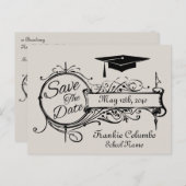 Afstuderen Save the Date Briefkaart Grijs  (Voorkant / Achterkant)