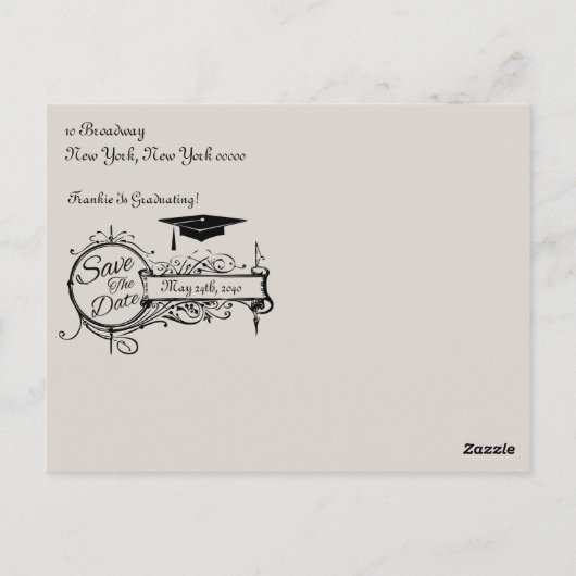 Afstuderen Save the Date Briefkaart Grijs  (Achterkant)